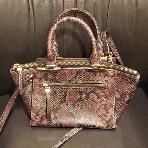 HENRI BENDEL Gotham Mini Snake Print  Satchel Crossbody - Picture 1 of 12